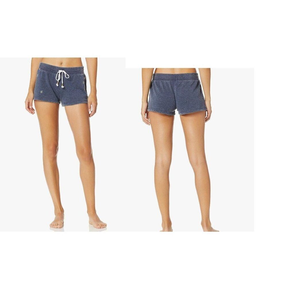 P.J. Salvage Peace, Love and Naps Embroidered Pajama/ Lounge Shorts, Blue, Small